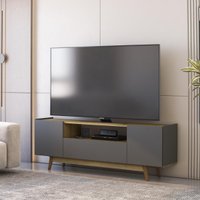 Rack para TV até 72 Polegadas com 3 Portas Retrô 182cm Multimóveis CR45367 Mel/Grafite
