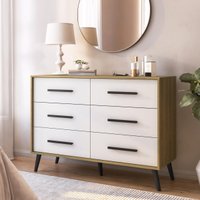 Cômoda com 6 Gavetas Retrô 120cm Multimóveis CR45363 Mel/Branco