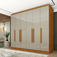Guarda-roupa Casal com 6 Portas e 4 Gavetas 239cm Multimóveis CR35501 Cinamomo/Off White