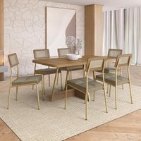 Conjunto Sala de Jantar 6 Cadeiras Filadelfia Carraro Carvalho Dourado