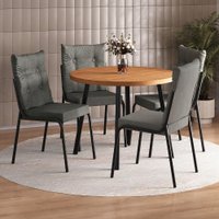 Conjunto Sala de Jantar 4 Cadeiras Dublin Carraro Preta