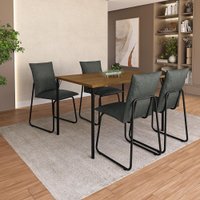 Conjunto Sala de Jantar 4 Cadeiras Brooklyn Carraro Freijó Preto