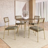 Conjunto Sala de Jantar 4 Cadeiras Carolina Carraro Noce Dourado