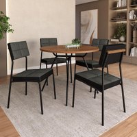 Conjunto Sala de Jantar 4 Cadeiras Ilha Bella Carraro Freijó Preto