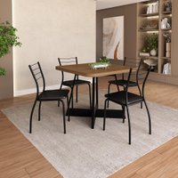 Conjunto Sala de Jantar 4 Cadeiras Lili Carraro Nogal Preto