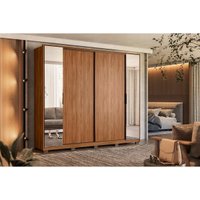 Guarda Roupa Solteiro 4 Portas c/Esp e Pés Laredo Flex Nogueira/Nogueira ou Nude Demóbile