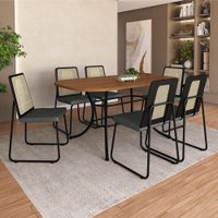 Conjunto de Sala de Jantar 6 Cadeiras Linea Carraro Freijó Preto