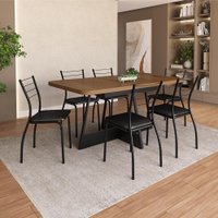Conjunto Sala de Jantar 6 Cadeiras Argo Carraro Nogal Preto