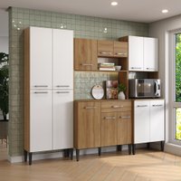 Armário de Cozinha Compacta Arizona Fit Carraro Carvalho com Branco