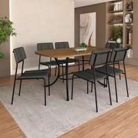 Conjunto de Sala de Jantar 6 Cadeiras Essence Carraro Freijó Preto