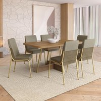 Conjunto Sala de Jantar 6 Cadeiras Boston Carraro Carvalho Dourado