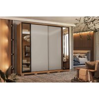 Guarda Roupa Solteiro 4 Portas c/Vidro e Pés Laredo Flex Amêndola/Amêndola ou Nude Demóbile