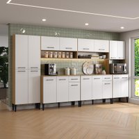 Armário de Cozinha Compacta Arizona Clear Carraro Carvalho com Branco