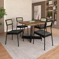 Conjunto Sala de Jantar 4 Cadeiras Filadelfia Carraro Nogal Preto