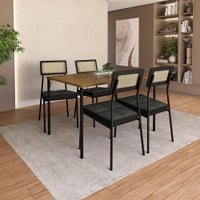 Conjunto Sala de Jantar 4 Cadeiras Sale Carraro Freijó Preto