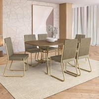 Conjunto Sala de Jantar 6 Cadeiras Atena Carraro Noce Dourado