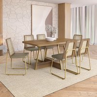 Conjunto Sala de Jantar 6 Cadeiras Malu Carraro Carvalho Dourado