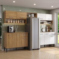 Armário de Cozinha Compacta Arizona Lux Carraro Carvalho com Branco