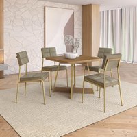 Conjunto Sala de Jantar 4 Cadeiras Sidney Carvalho Dourado