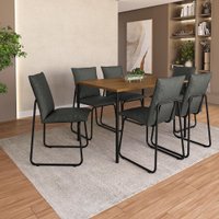 Conjunto Sala de Jantar 6 Cadeiras Brooklyn Carraro Freijó Preto