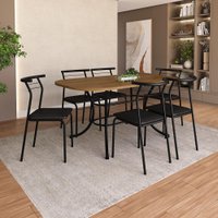 Conjunto de Sala de Jantar 6 Cadeiras Houston Carraro Freijó Preto