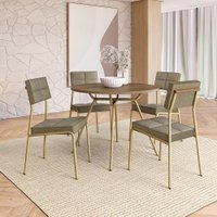Conjunto Sala de Jantar 4 Cadeiras Ilha Bella Carraro Noce Dourado
