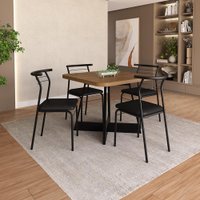 Conjunto Sala de Jantar 4 Cadeiras Zaya Carraro Nogal Preto