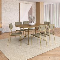 Conjunto de Sala de Jantar 6 Cadeiras Essence Carraro Noce Dourado