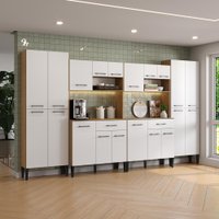 Armário de Cozinha Compacta Arizona Slim Carraro Carvalho com Branco