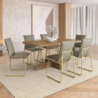Conjunto Sala de Jantar 6 Cadeiras Chloe Carraro Carvalho Dourado