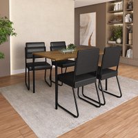 Conjunto Sala de Jantar 4 Cadeiras Milano Carraro Freijó Preto