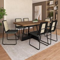 Conjunto Sala de Jantar 6 Cadeiras Malu Carraro Nogal Preto