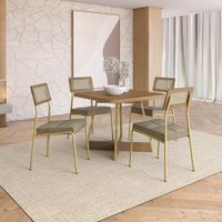 Conjunto Sala de Jantar 4 Cadeiras Filadelfia Carraro Carvalho Dourado