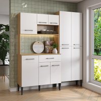 Armário de Cozinha Compacta Arizona Sharp Carraro Carvalho com Branco