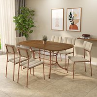Conjunto de Sala de Jantar 6 Cadeiras Essence Carraro Freijó Rosê