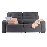 Sofá com 3 Lugares Retrátil e Reclinável com Baú Lottus Suede Grafite