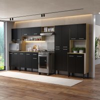 Armário de Cozinha Compacta Arizona Linea Carraro Carvalho com Preto