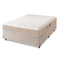 Cama Box Colchão Casal Espuma D33 New Millenium 138x188x57cm Branco / Bege Hellen - Suporta até 120kg p/Pessoa