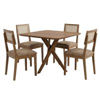 Mesa de Jantar Cacau Com 4 Cadeiras Estofadas Encanto Corino Kaki ORNAR