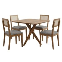 Mesa de Jantar Cacau Com 4 Cadeiras Estofadas Encanto Linho Grafite ORNAR