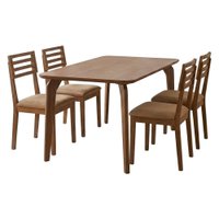 Mesa de Jantar Papaia Com 4 Cadeiras Estofadas Juparana Corino Kaki ORNAR