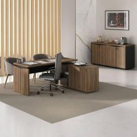 Mesa Escritorio 1 Porta de Correr Em L 155X170 cm E Balcao 4 Portas 147 cm Nogal Preto Artany