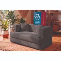 Sofá Cama Muna 1,50m Xpand Tech Tecido Bouclê Cinza Escuro Cama inBox