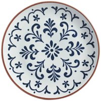 Prato Raso Stoneware Coimbra Porto Brasil 26,5cm Branco Azul Mesa Posta Cozinha Avulso