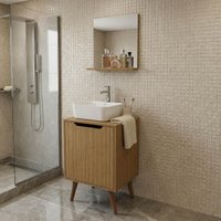 Conjunto de Banheiro com Gabinete e Espelheira 1 Porta Retrô 45cm Multimóveis CR10169 Amêndoa