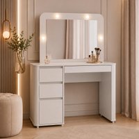 Penteadeira Camarim com Espelho e LED 4 Gavetas 105,7cm Multimóveis CR35550 Branco