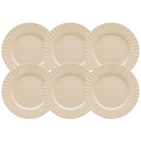 Jogo 6 Pratos Sobremesa 20cm Gerbera Lyor Bege Melamina Mesa Posta Bolo Servir