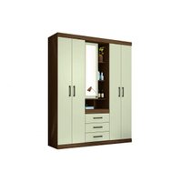 Guarda Roupa Solteiro 5 Portas 3 Gavetas Havana Star 5.3 jatoba/Areia - Santos Andirá