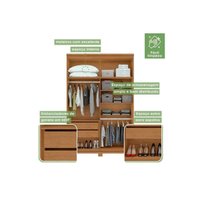 Guarda Roupa Casal 4 Portas (2 c/Espelho) e 2 Gavetas Alonzo Branco Lopas