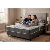 Cama Box CRC Queen +Colchão Molas Master Pocket Class Slim Castor 158x198